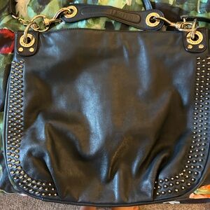 Black Studded Leather Shoulder Bag